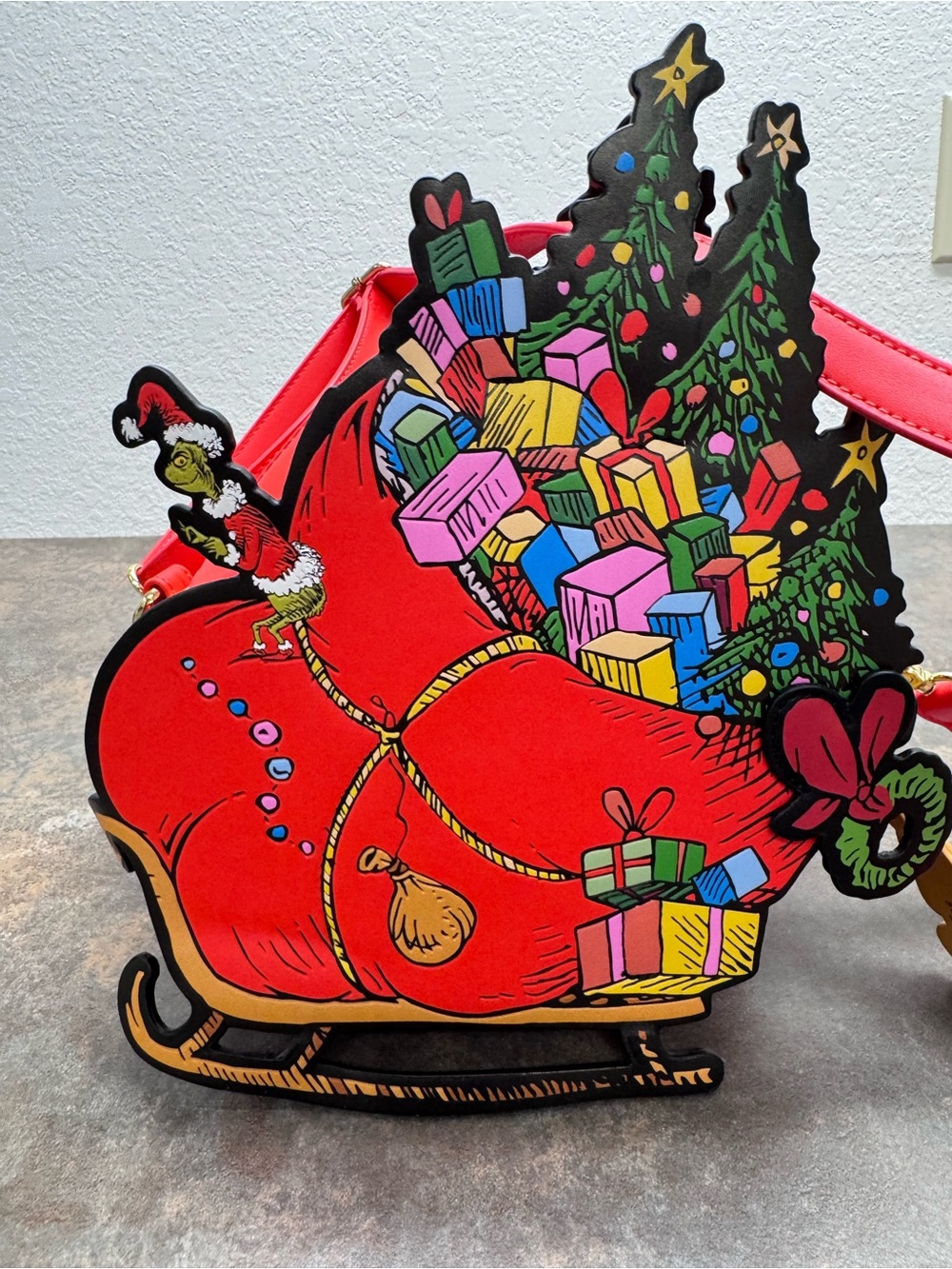 Loungefly Red Grinch Sleigh Crossbody Bag